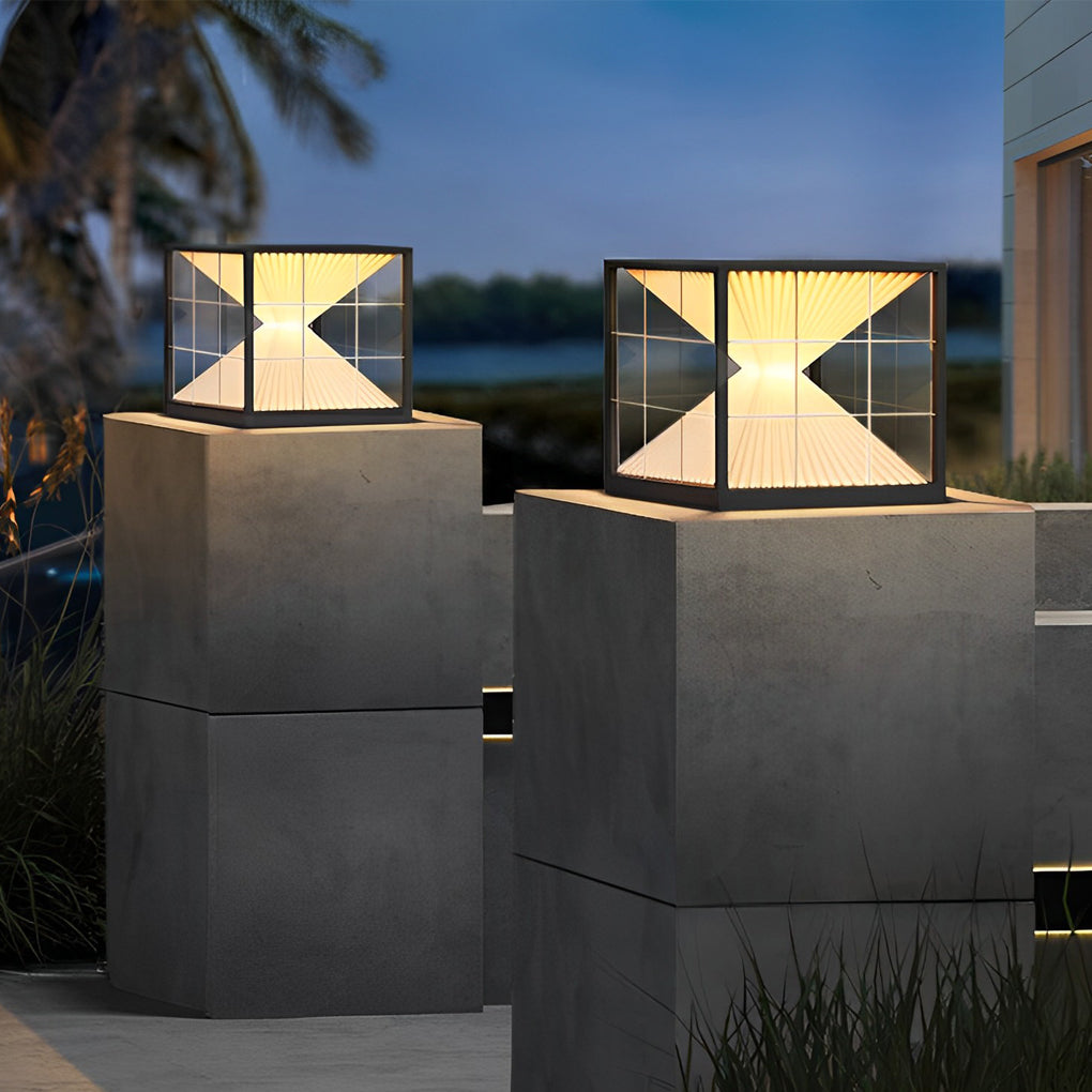 Modern Solar Fence Post Light – Hourglass LED Outdoor Pillar
