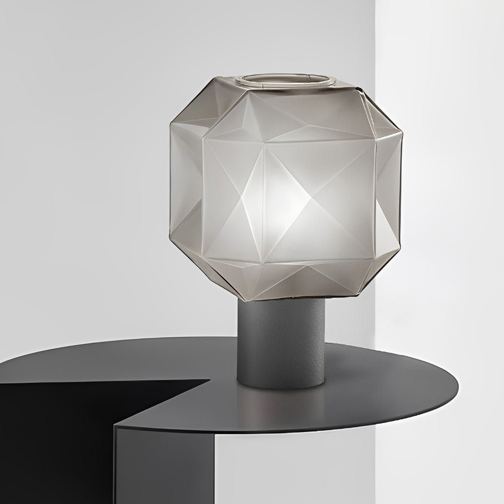 Modern Smoke Glass Orb Table Lamp with Cylinder Base