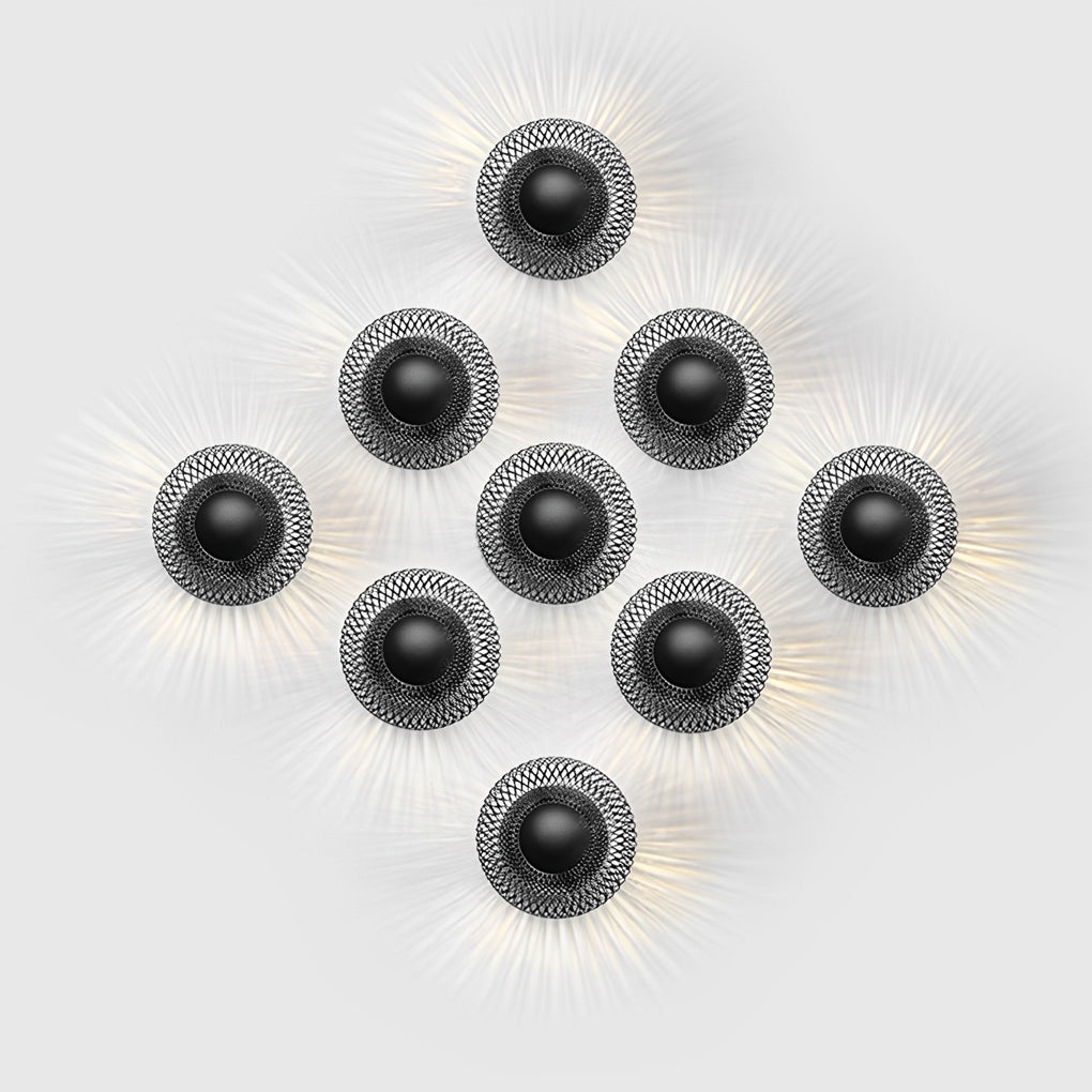 Modern Circular Nest Grid LED Wall Sconce – Iron Finish