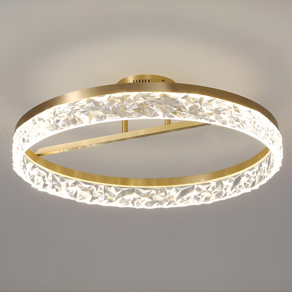 Modern Round Gold Ceiling Light 60W LED Flush Mount Acrylic Lamp