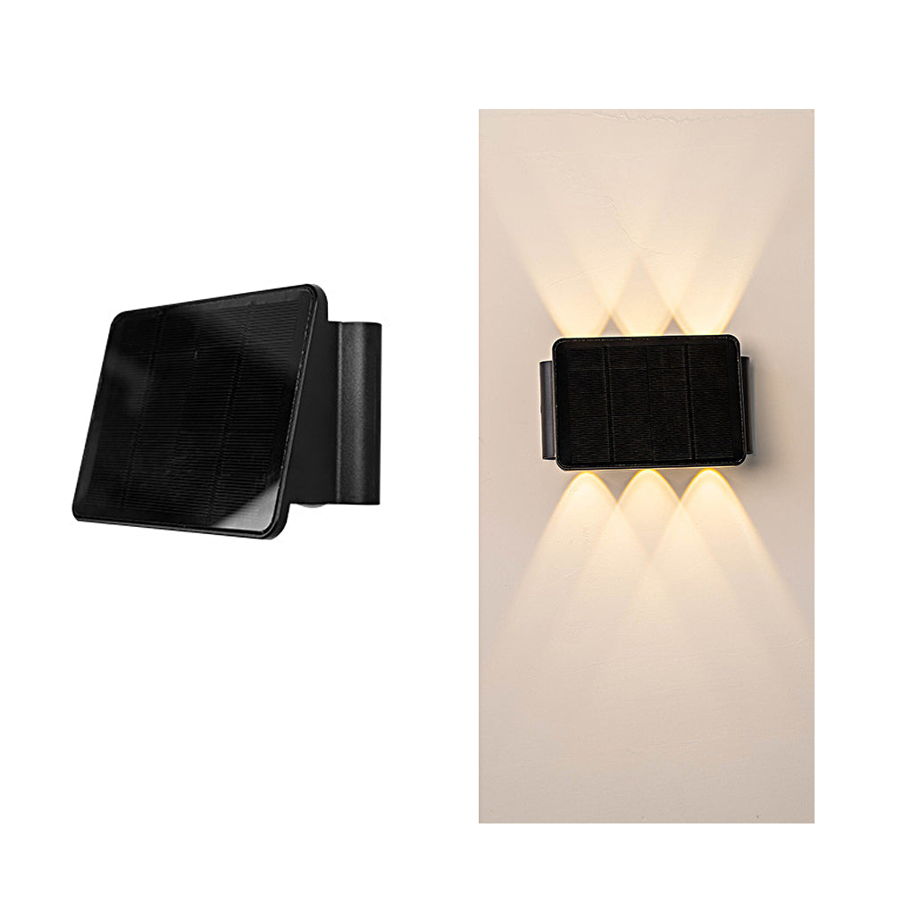 Modern Solar LED Outdoor Wall Light - Up Down Waterproof Black
