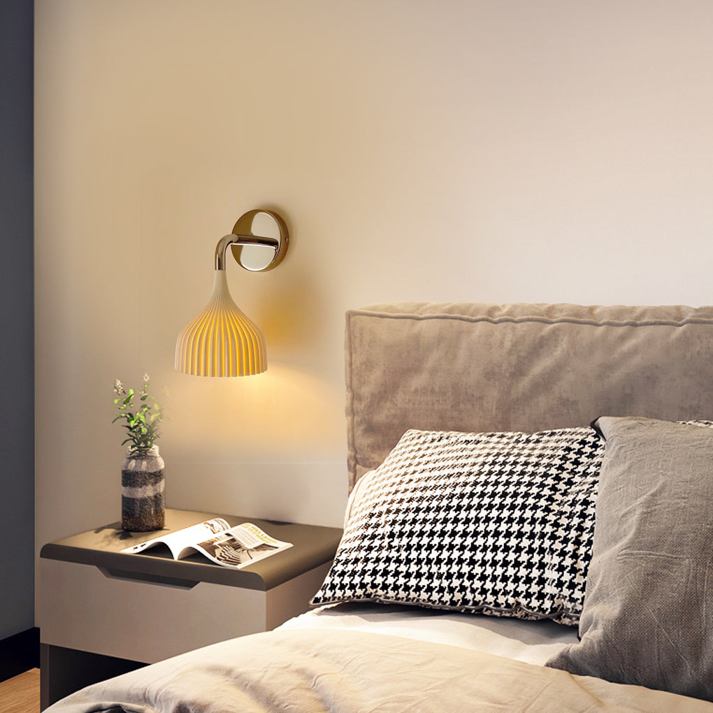 Modern Pleated Wall Sconce with Iron Frame and Soft Diffused Light