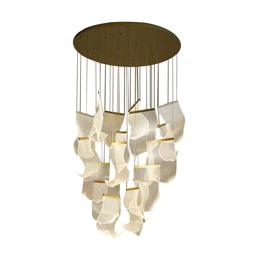 Modern Acrylic Curl Chandelier with Stepless Dimming LED