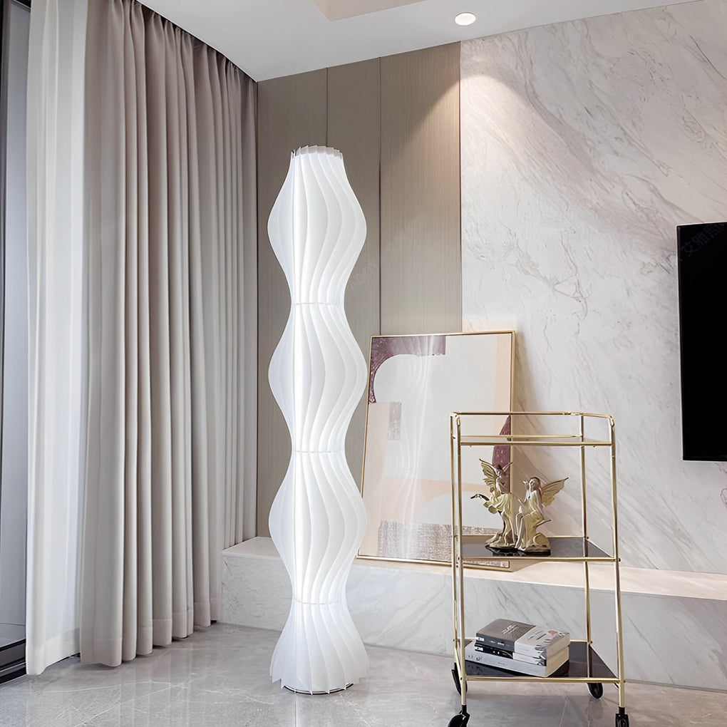 Modern Coastal Wavy Acrylic LED Floor Lamp White 68"