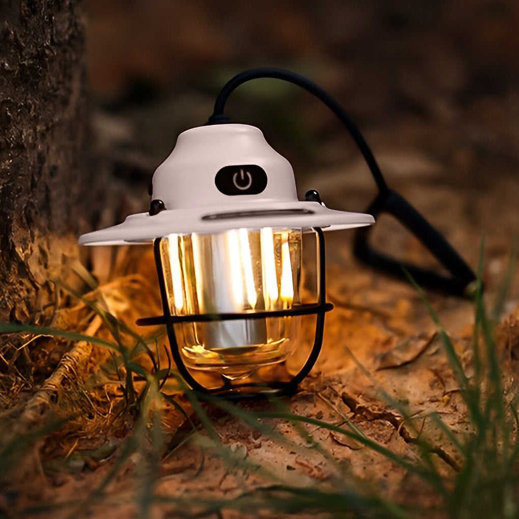 Retro LED Rechargeable Outdoor Camping Lantern with USB Charging