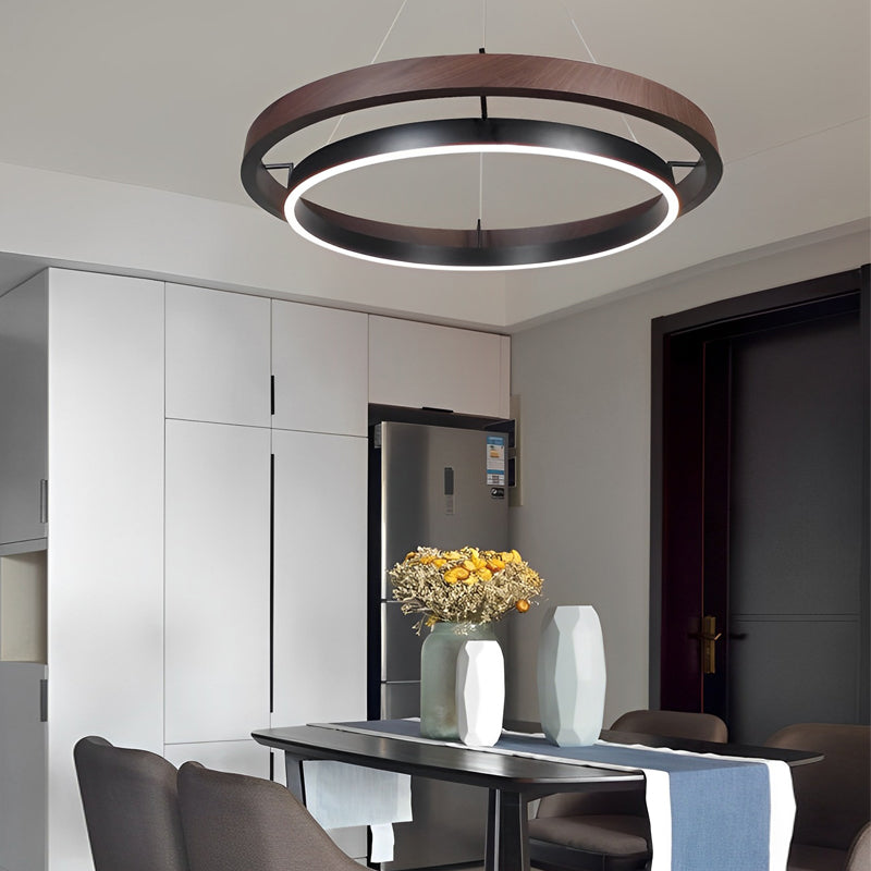 Modern Black LED Chandelier with 3-Step Dimming