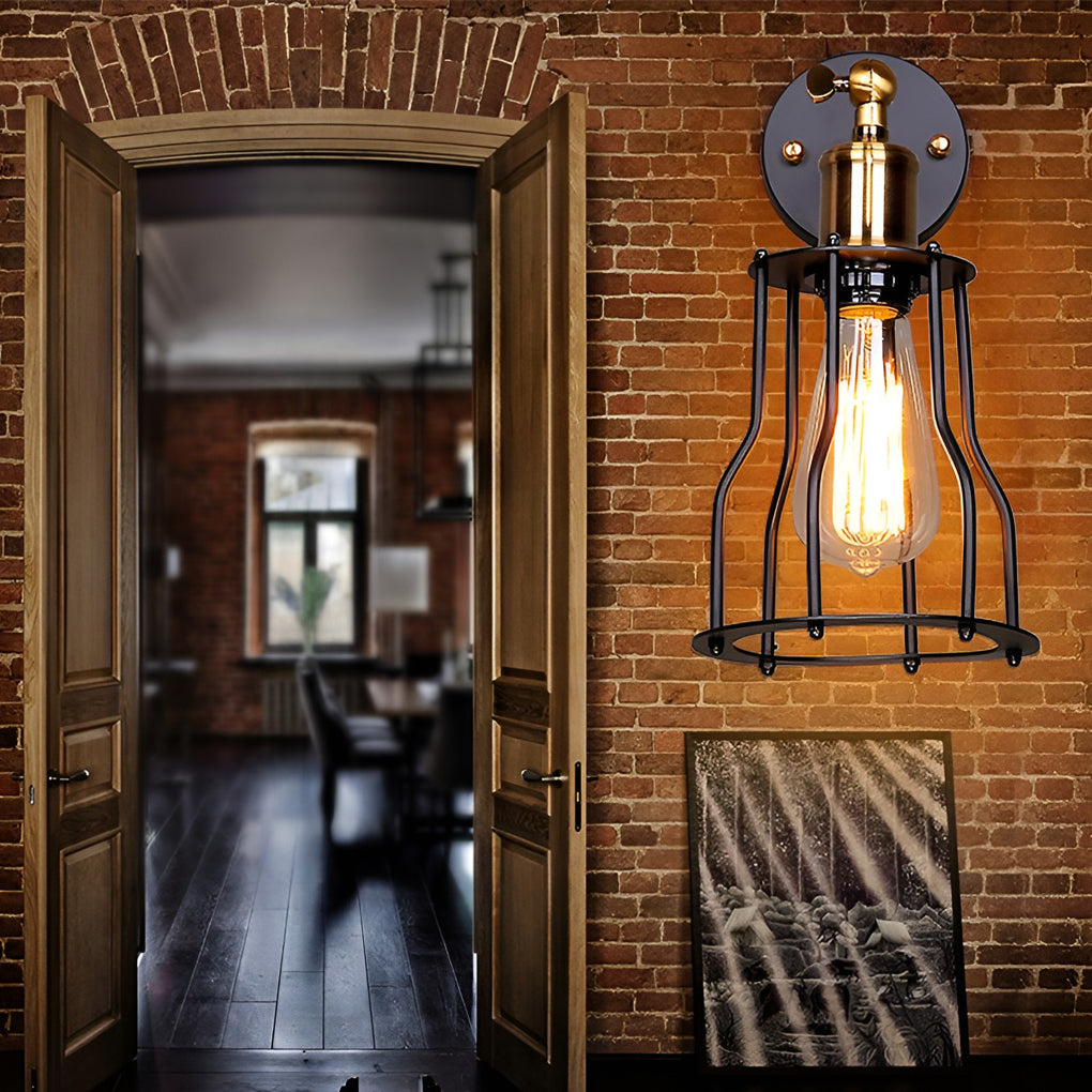 Adjustable Industrial Wall Sconce - Iron & Copper E27 Socket