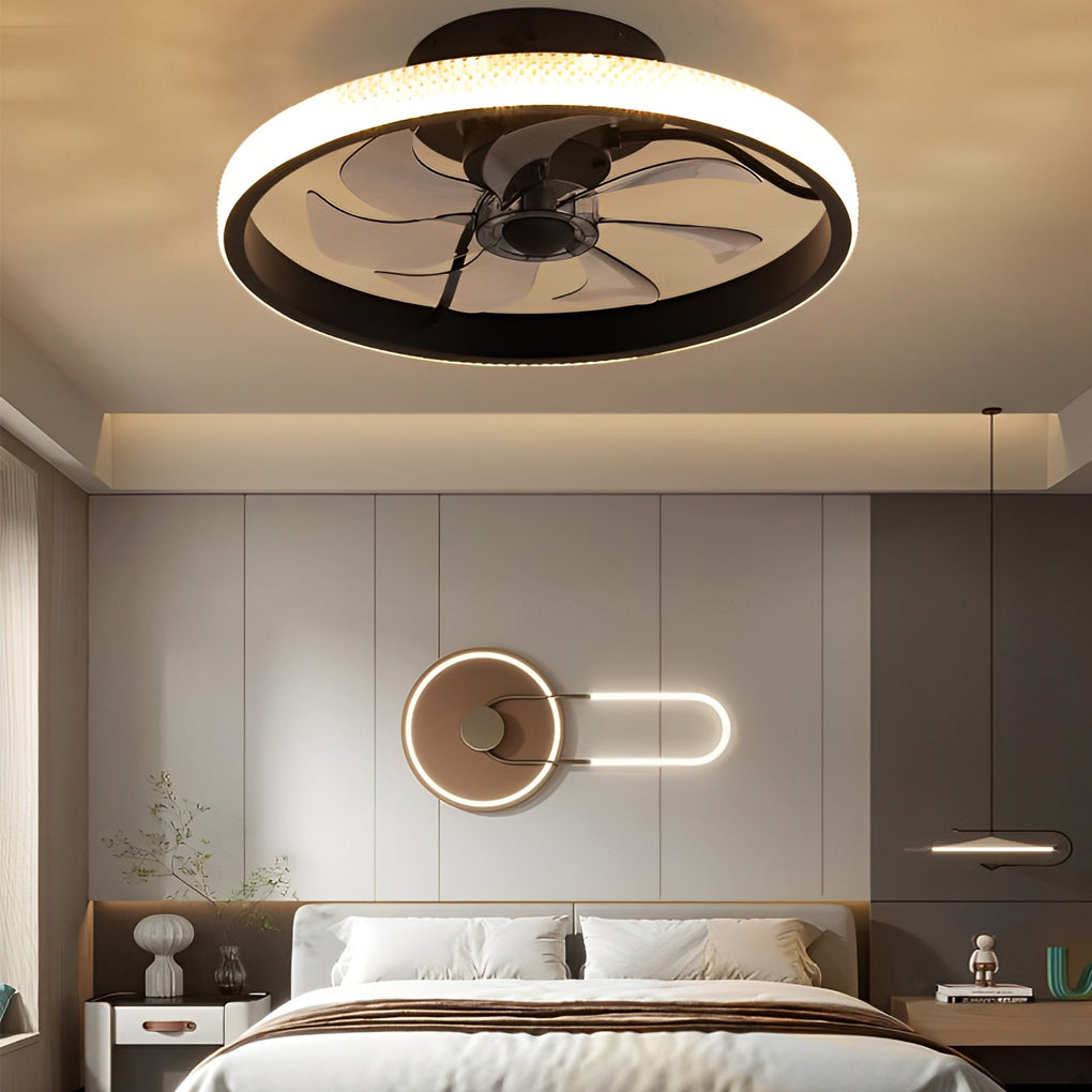 Modern Bladeless Ceiling Fan with LED Light & Remote - Silent