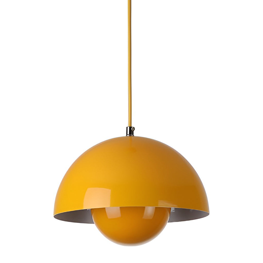Mushroom Pendant Light – Metal Dome Shade with Warm Glow
