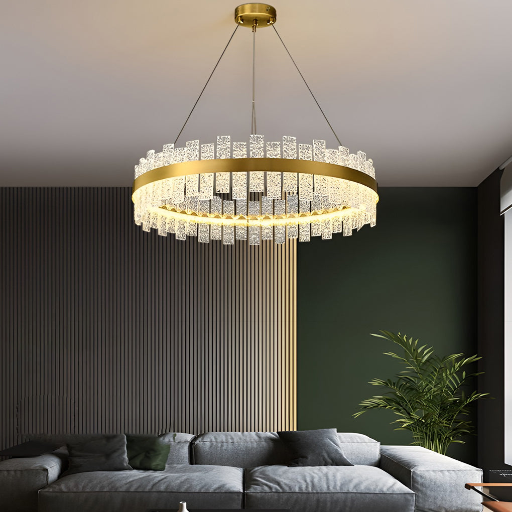 Modern Crystal Glass Chandelier with Dimmable LED Light
