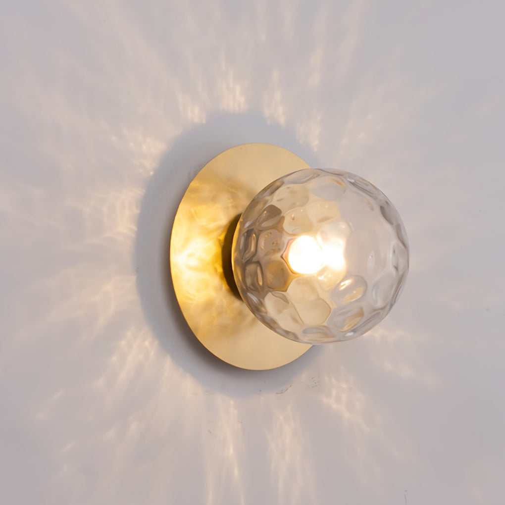 Modern Glass Ball Wall Sconce with LED - Black & Gold Finish