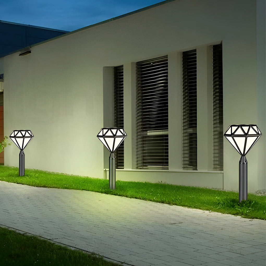 Geometric Diamond LED Lawn Lamp Modern Outdoor Landscape Lighting