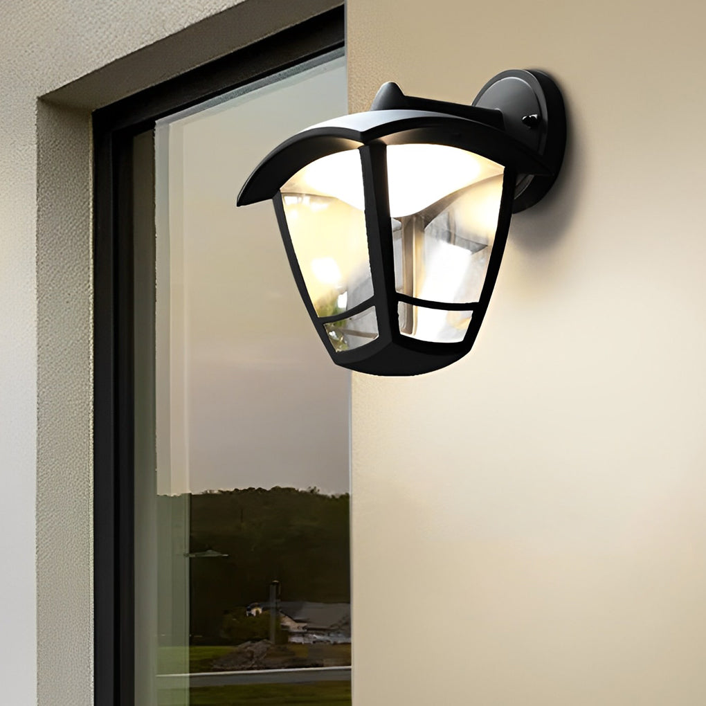 Industrial Black Aluminum Outdoor Wall Sconce with Acrylic Shade