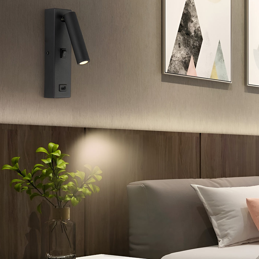 Rectangular LED Wall Lamp with Switch & USB Charging Port