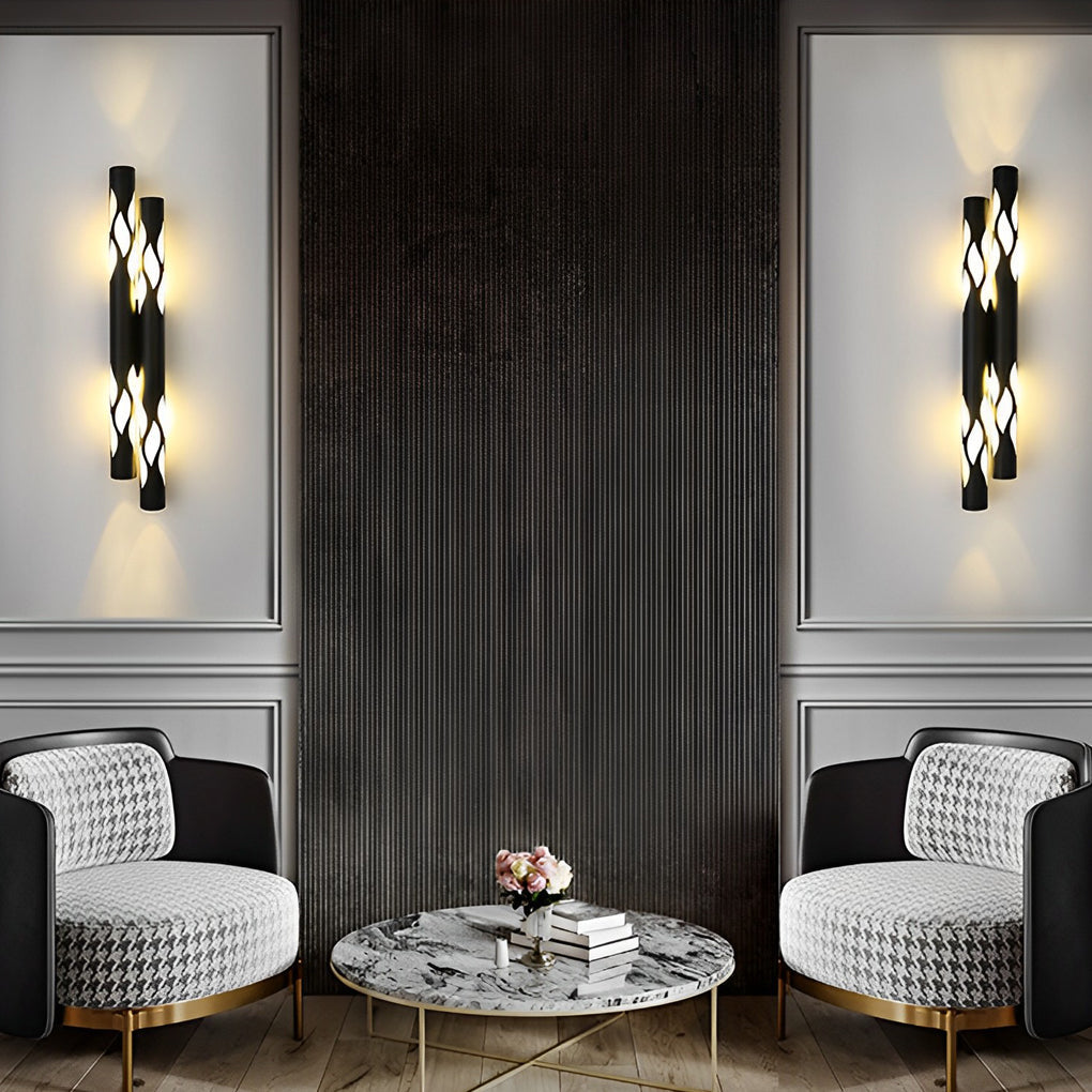 Flame Pattern LED Wall Sconce - Modern Up Down Light Metal Acrylic