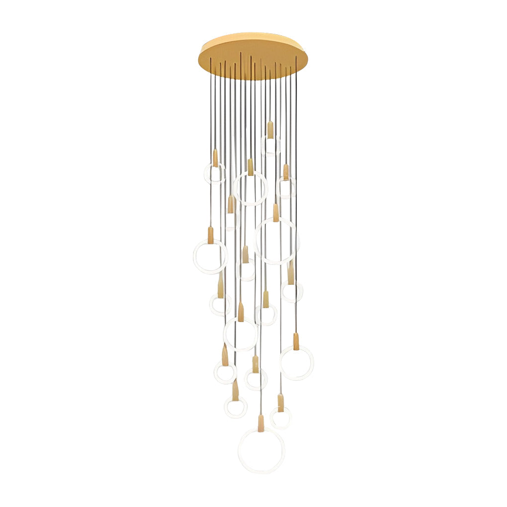 Modern Ring Staircase Chandelier with Stepless Dimming LED