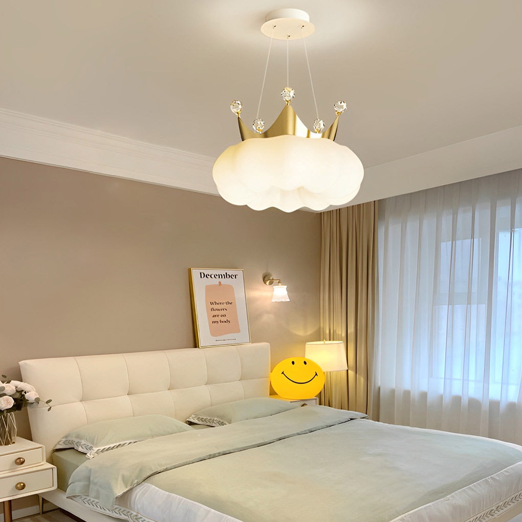 Modern Cloud Crown Chandelier with Dimmable LED - Gold & White