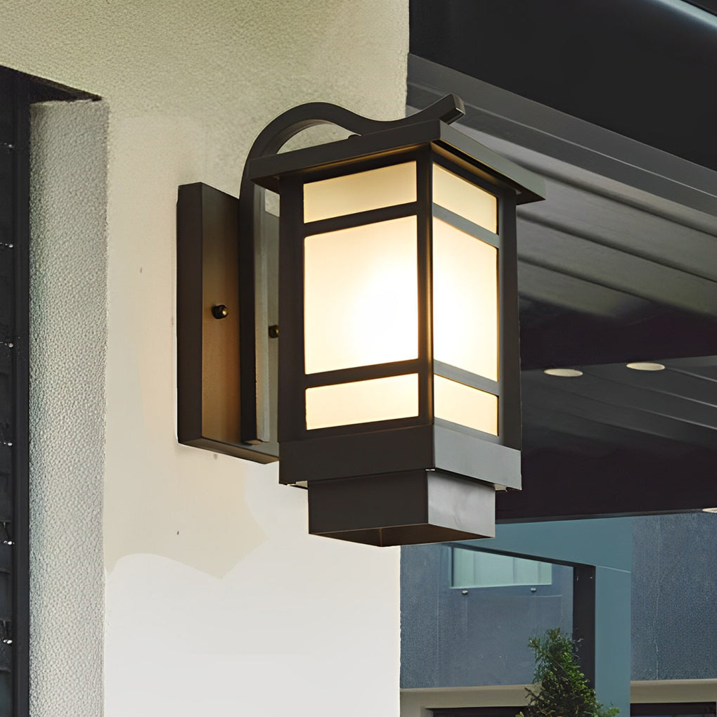 Modern Matte Black Outdoor Wall Lamp with Frosted Glass Shade