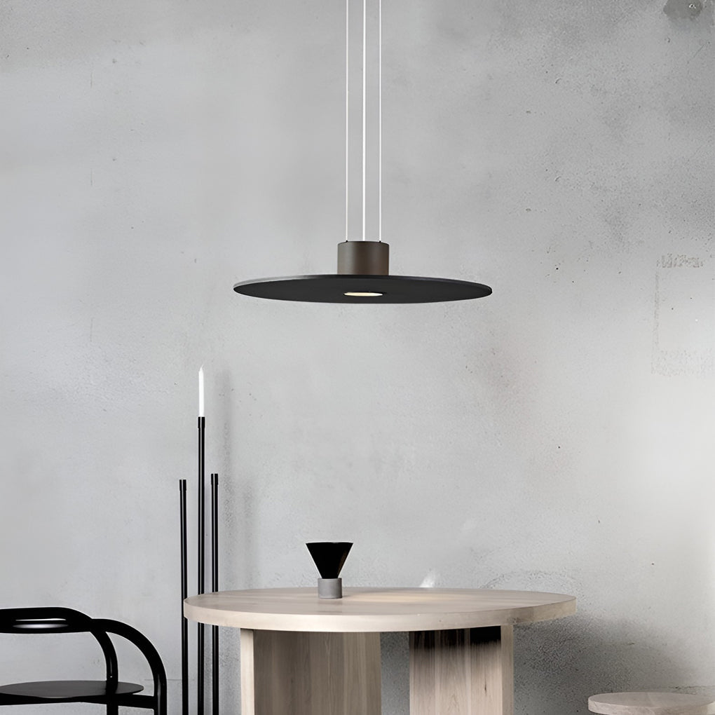 Modern Round LED Pendant Light Black Iron Acrylic Plate Design