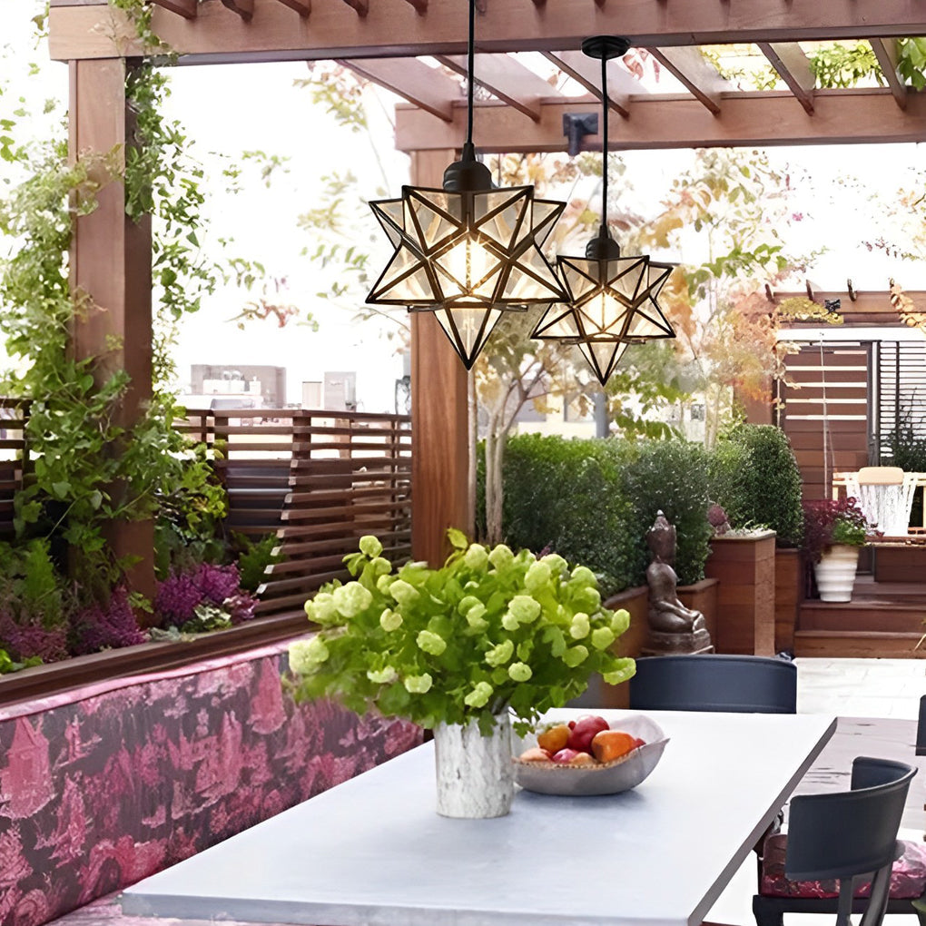 Star Pendant Light | Modern 3-Step Dimming | Glass & Iron Finish