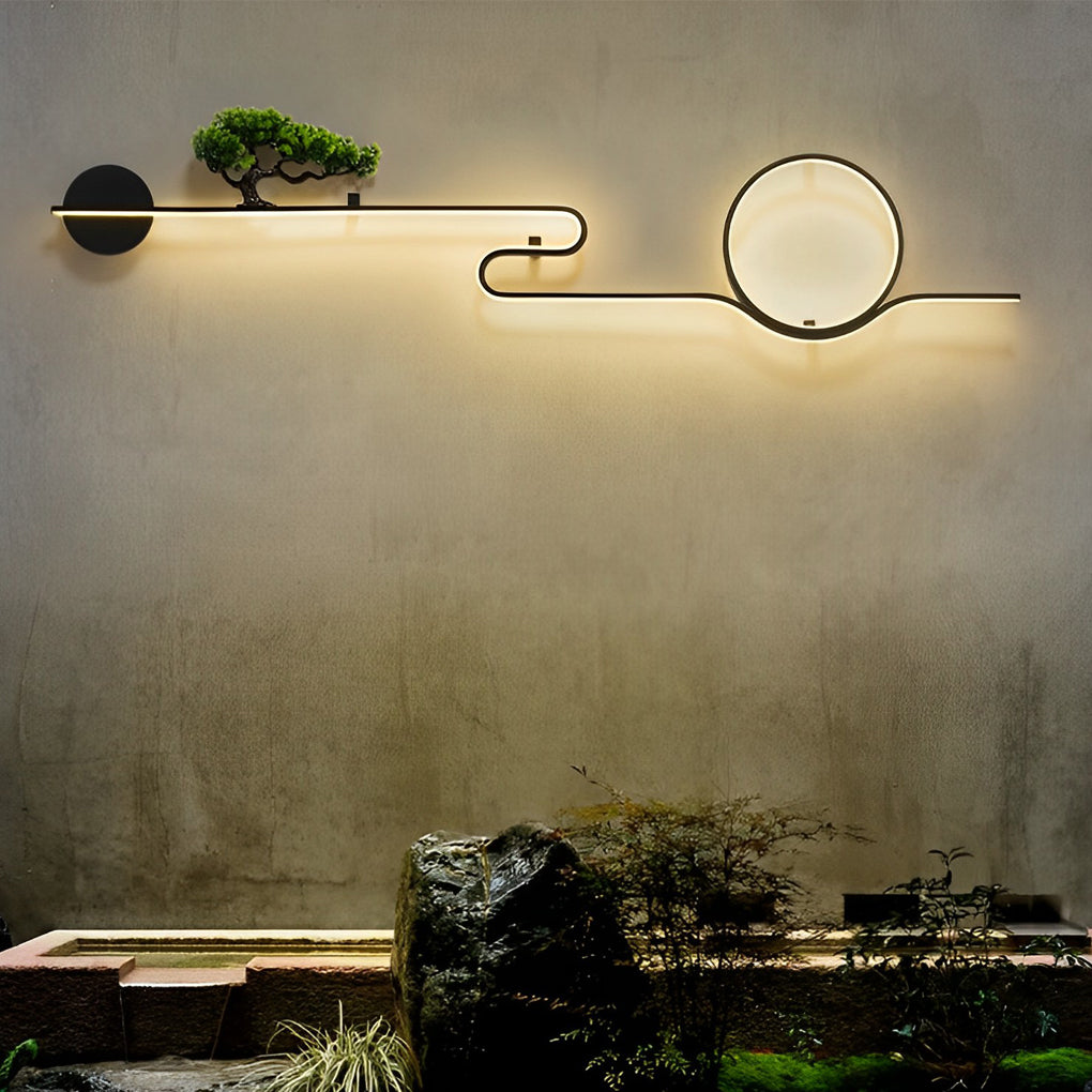Moon Tree Outdoor LED Wall Light – Modern Waterproof Aluminum Sconce