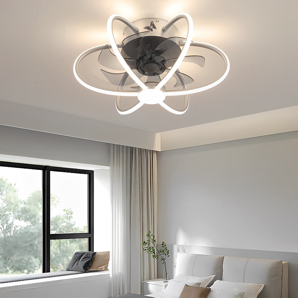 Floral Bladeless Ceiling Fan Light with Dimmable LED