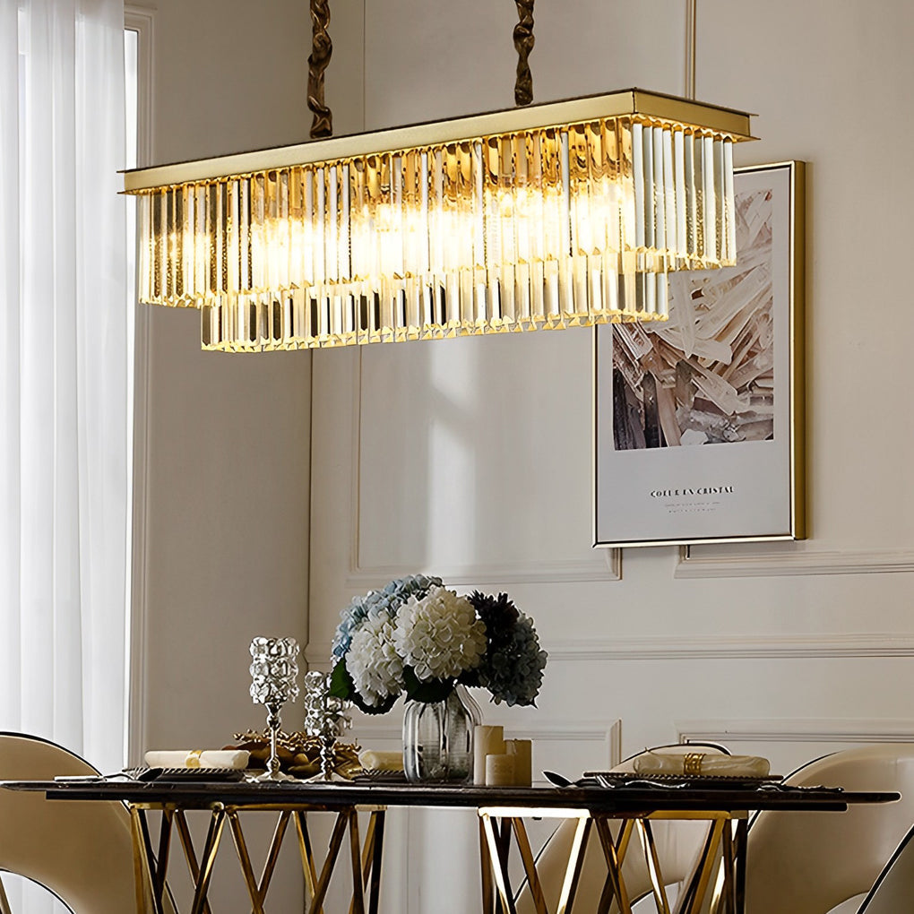 4-Tier Crystal Glass Modern Chandelier with Three-Step Dimming