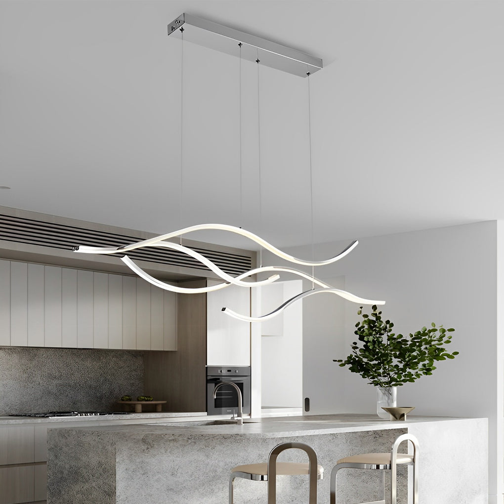 Modern Wave Linear LED Pendant Light Island Chandelier