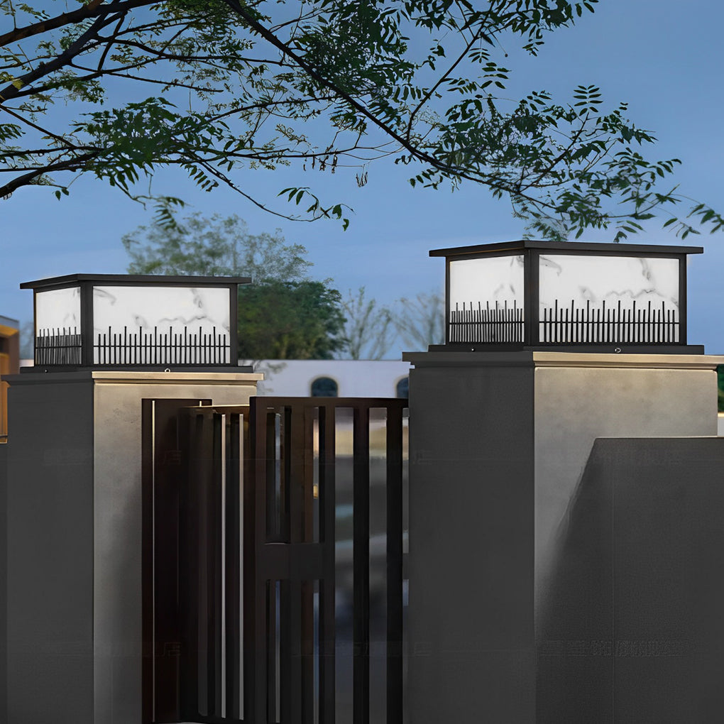 Square Solar Fence Post Light with 3-Step Dimming & Remote Control
