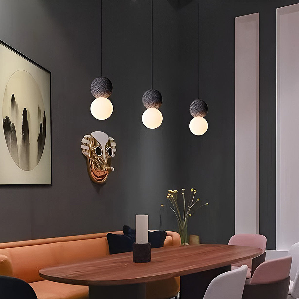 Modern Round Cement LED Wall Sconce & Pendant Light