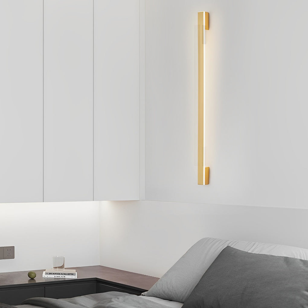 Modern Linear LED Wall Lamp with Three-Step Dimming - Copper & Acrylic