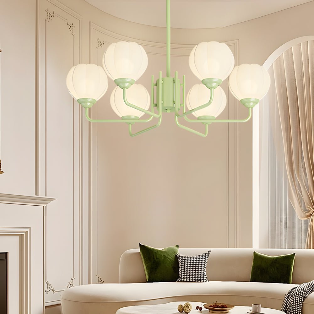 Orchid Bell Glass Chandelier with 3-Step Dimming - 6 Lights