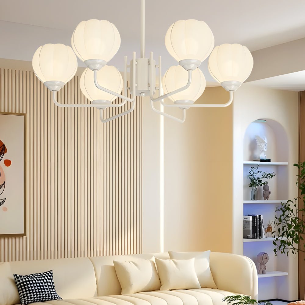 Orchid Bell Glass Chandelier with 3-Step Dimming - 6 Lights
