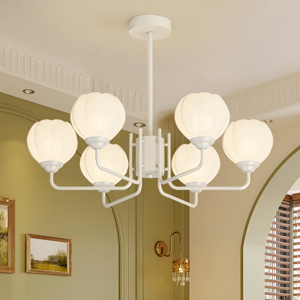 Orchid Bell Glass Chandelier with 3-Step Dimming - 6 Lights