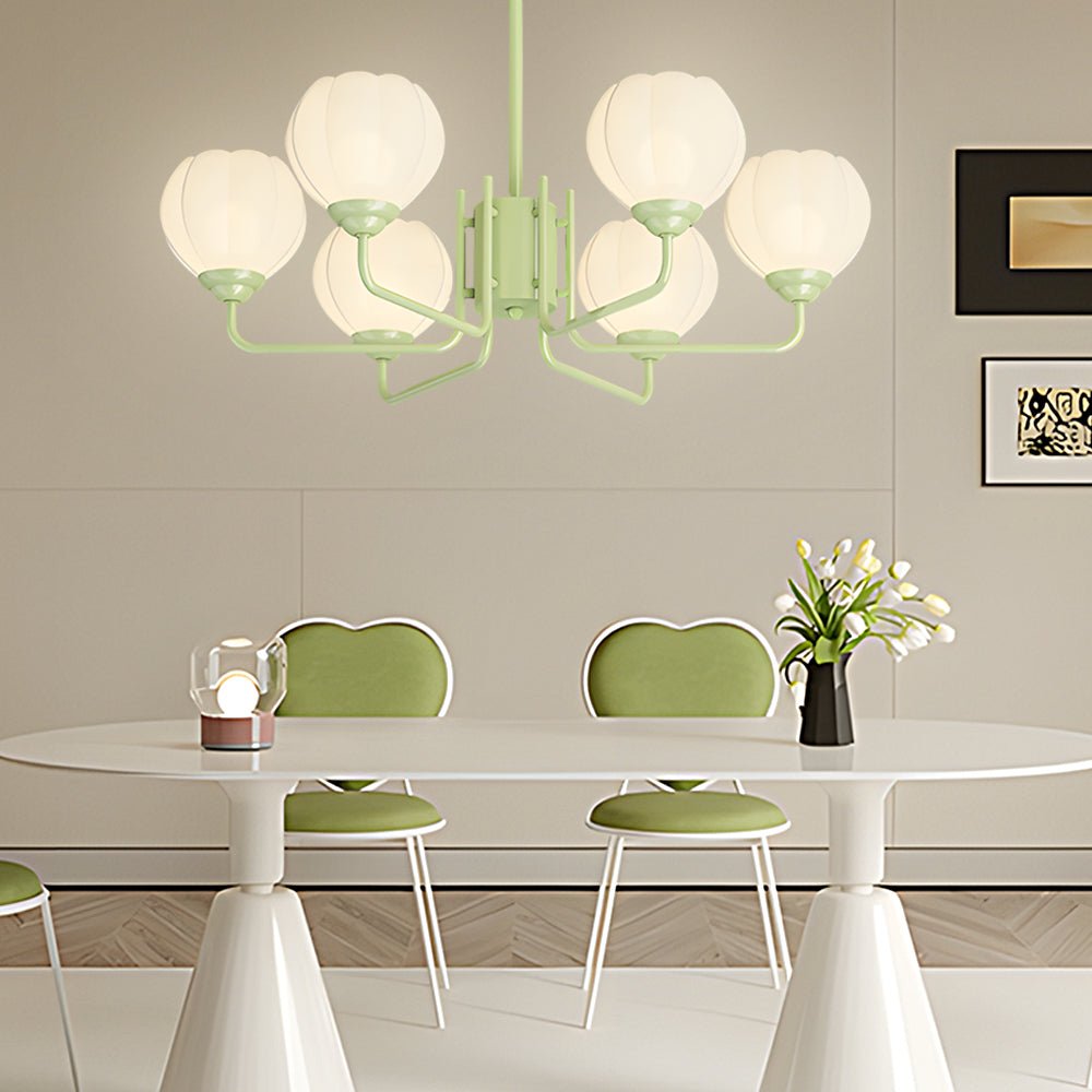 Orchid Bell Glass Chandelier with 3-Step Dimming - 6 Lights