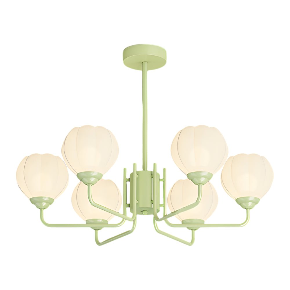 Orchid Bell Glass Chandelier with 3-Step Dimming - 6 Lights