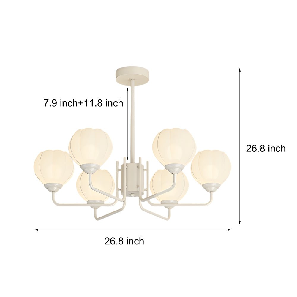 Orchid Bell Glass Chandelier with 3-Step Dimming - 6 Lights