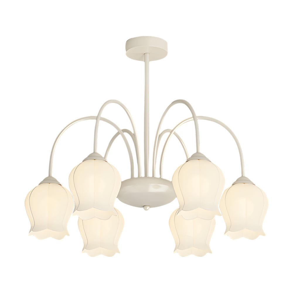 Glass Orchid Chandelier 6-Light Dimmable Floral Ceiling Light