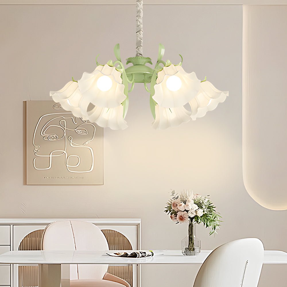 6-Light Floral Glass Chandelier with Three-Step Dimming