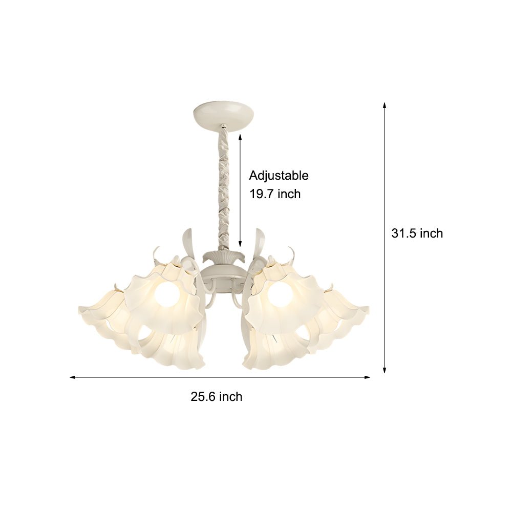 6-Light Floral Glass Chandelier with Three-Step Dimming