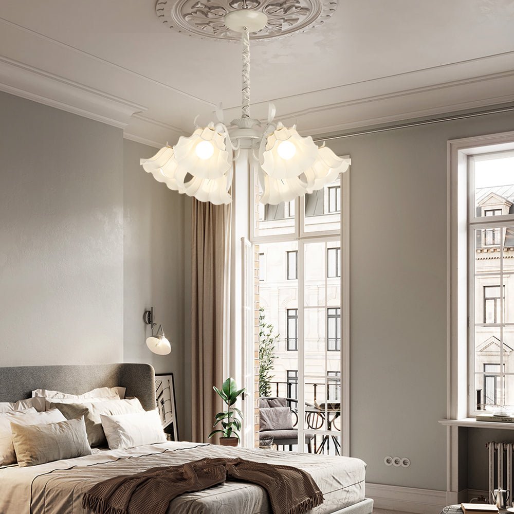 6-Light Floral Glass Chandelier with Three-Step Dimming