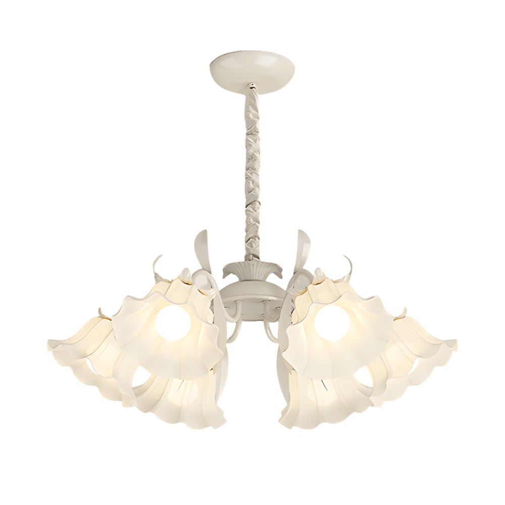 6-Light Floral Glass Chandelier with Three-Step Dimming