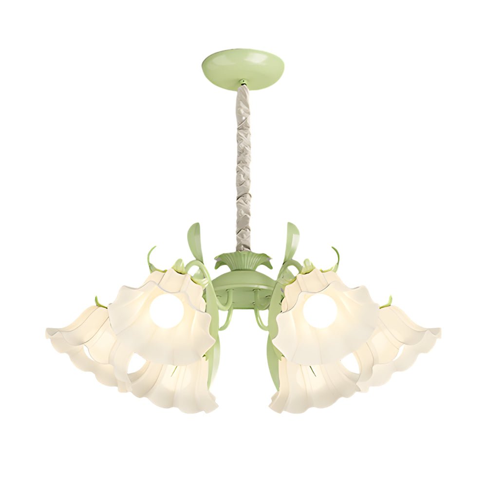 6-Light Floral Glass Chandelier with Three-Step Dimming