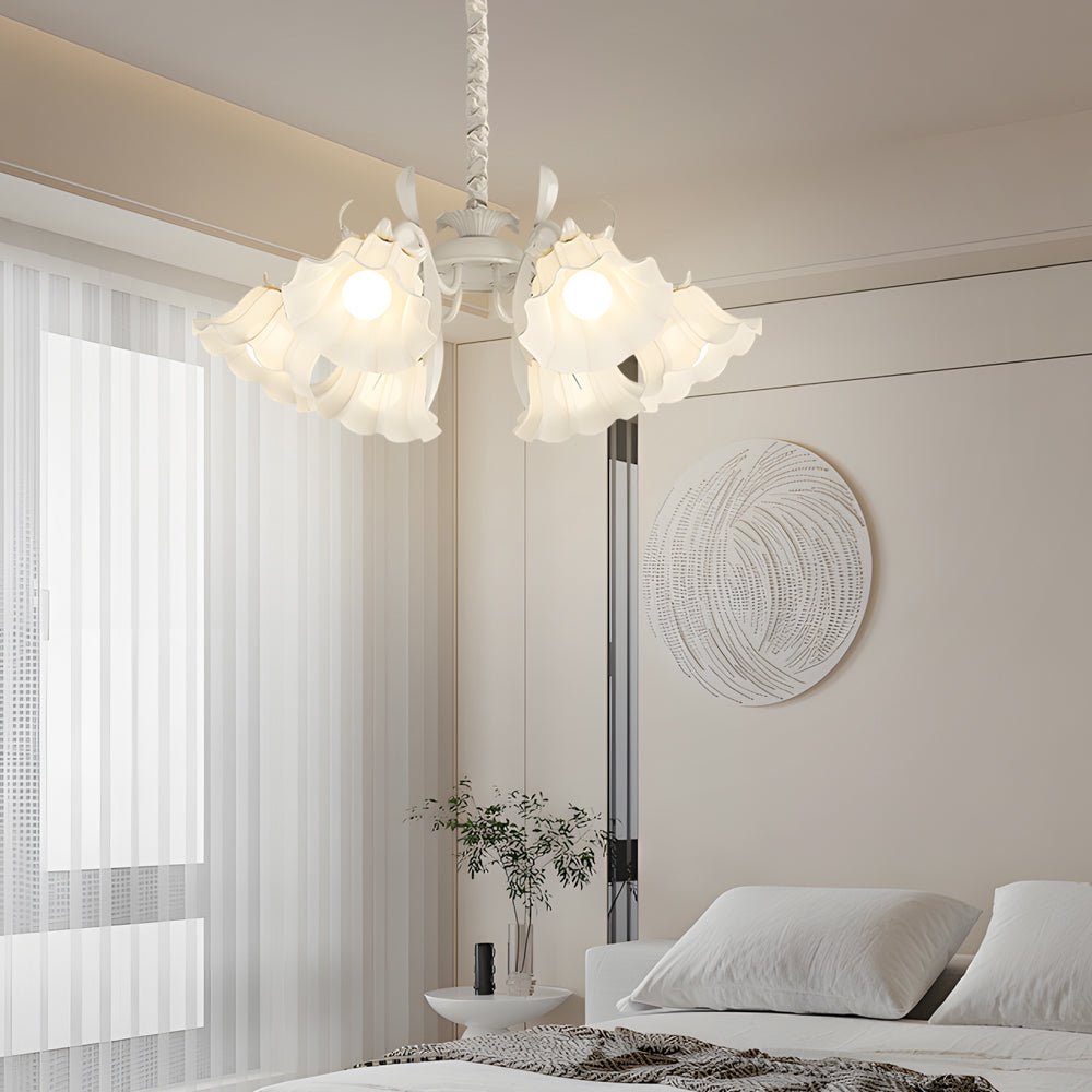 6-Light Floral Glass Chandelier with Three-Step Dimming
