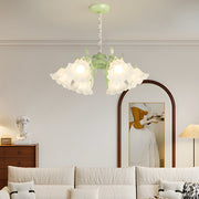 6-Light Floral Glass Chandelier with Three-Step Dimming