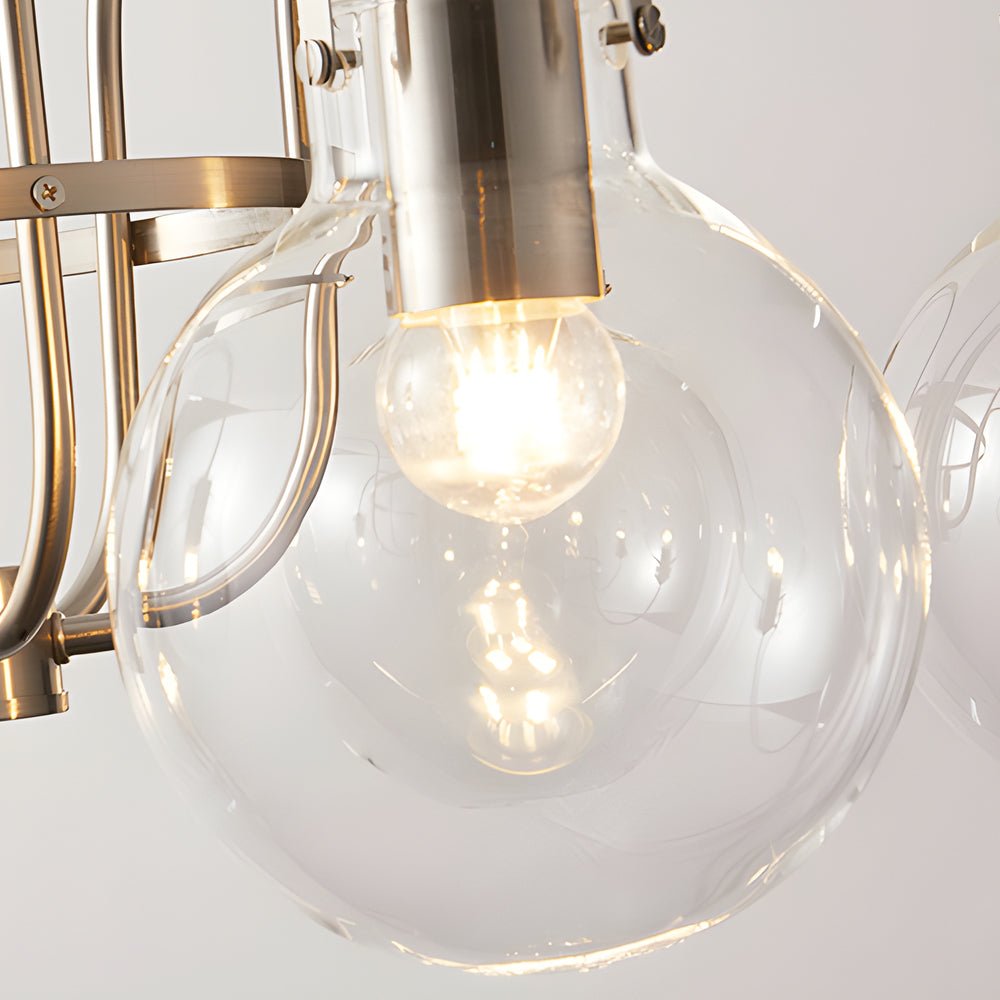 6-Light Glass Globe Chandelier Brushed Nickel Modern Indoor