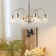 6-Light Glass Globe Chandelier Brushed Nickel Modern Indoor