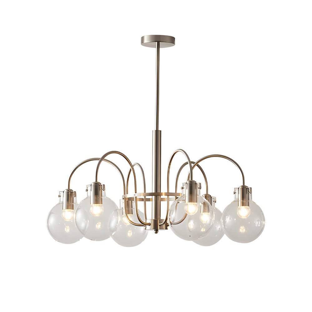 6-Light Glass Globe Chandelier Brushed Nickel Modern Indoor