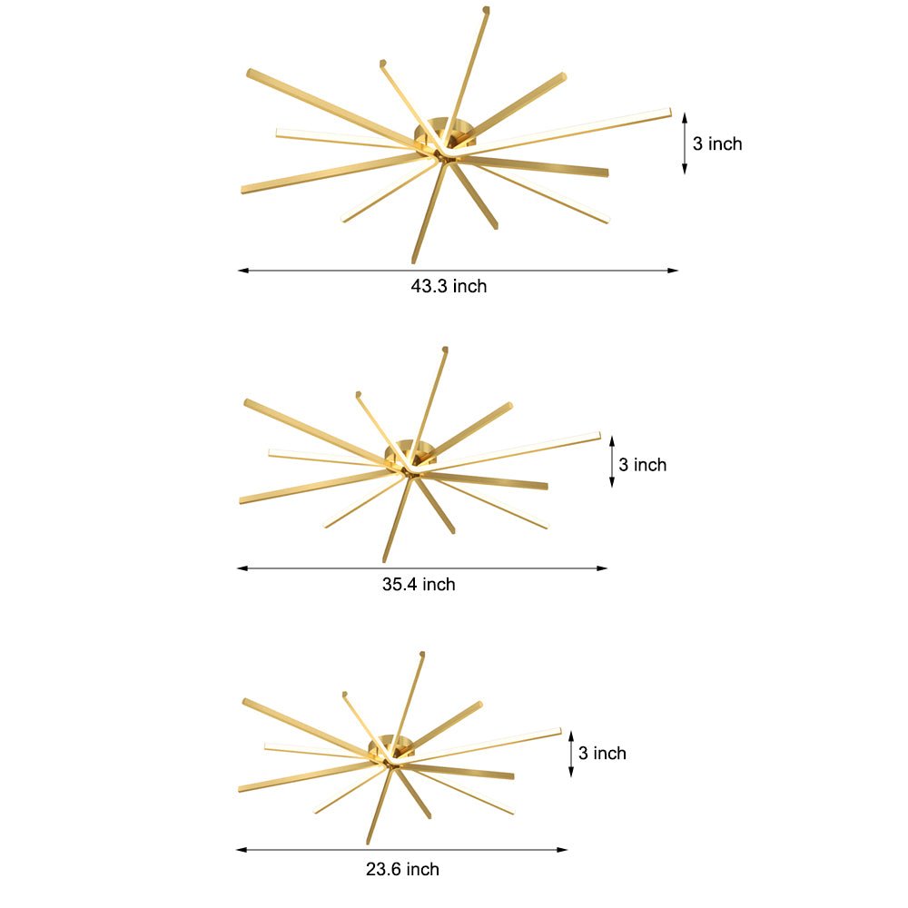 6-Light LED Starburst Semi Flush Mount Ceiling Light