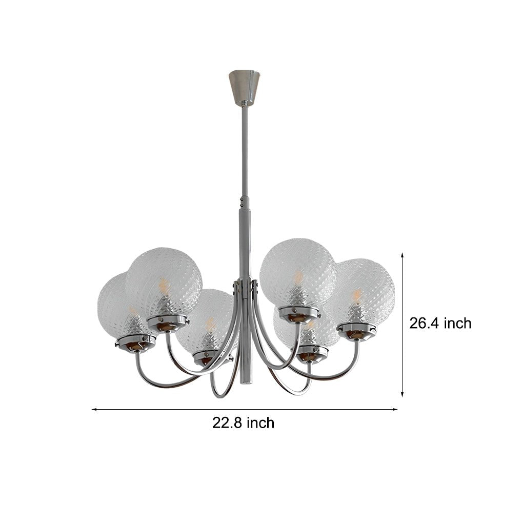 6-Light Postmodern Glass Globe Chandelier with Chrome Finish